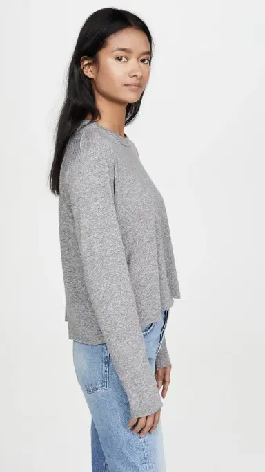 The Great. The Long Sleeve Crop Tee Heather Grey | Thumbnail 4