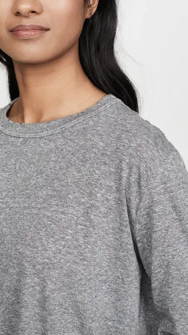 The Great. The Long Sleeve Crop Tee Heather Grey | Thumbnail 6