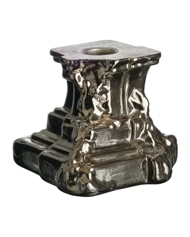 Kosta Boda Rocky Baroque Kryptonite Small Candlestick, 3.7"