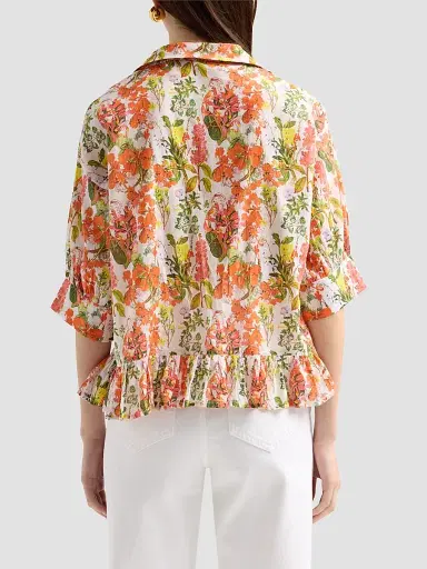 Ro's Garden Women's Ruby Floral Cotton Shirt - Multi Palm Haze | Thumbnail 3 Ro's Garden Women's Ruby Floral Cotton Shirt - Multi Palm Haze | Thumbnail 3