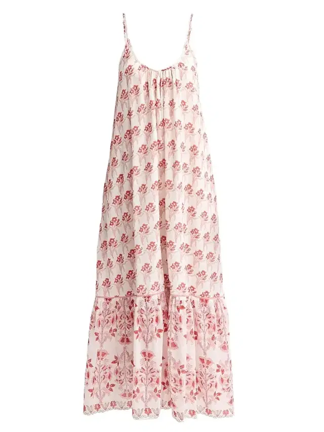Ro's Garden Women's Samoa Floral Cotton Maxi Dress - Red Leilani