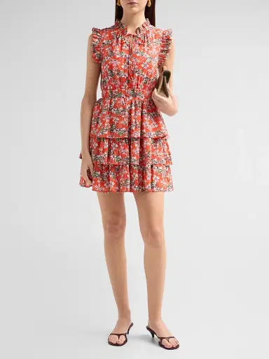 Ro's Garden Women's Bimba Cotton Floral Mini Dress - Red Aloha - Size XS | Thumbnail 2