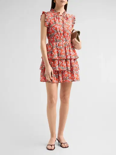 Ro's Garden Women's Bimba Cotton Floral Mini Dress - Red Aloha - Size XS | Thumbnail 4