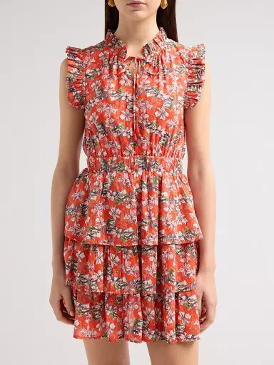Ro's Garden Women's Bimba Cotton Floral Mini Dress - Red Aloha - Size XS | Thumbnail 5