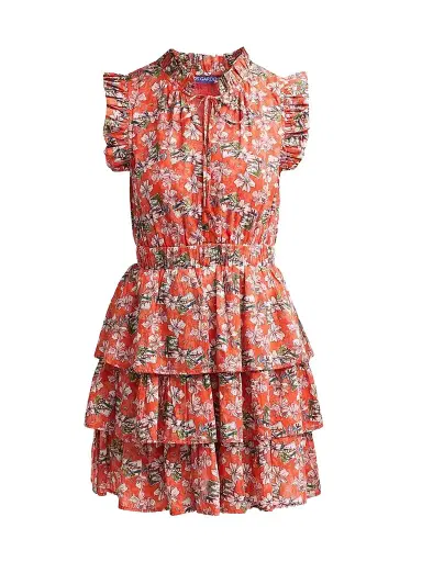 Ro's Garden Women's Bimba Cotton Floral Mini Dress - Red Aloha - Size XS | Thumbnail 1