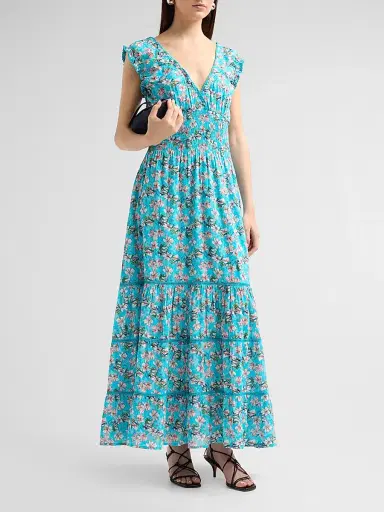 Ro's Garden Women's Hilda Floral Cotton Maxi Dress - Blue Aloha - Size XS | Thumbnail 4 Ro's Garden Women's Hilda Floral Cotton Maxi Dress - Blue Aloha - Size XS | Thumbnail 4