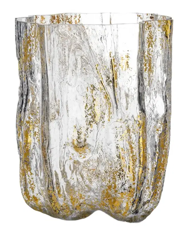 Kosta Boda Limited Edition Crackle 21K Gold-Painted Tall Vase