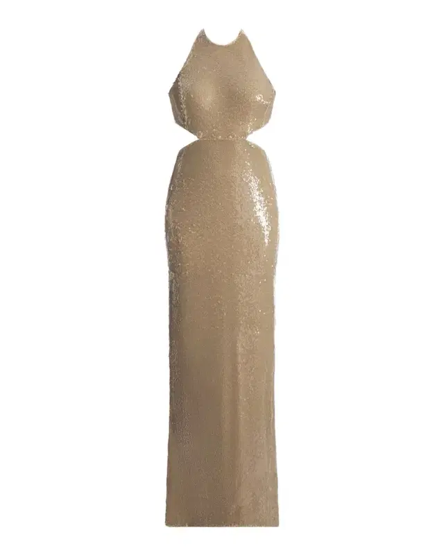 Cutout Sequin Halter Gown