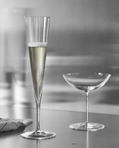 Orrefors Geometry Champagne Glasses, Set of 2 | Thumbnail 1 Orrefors Geometry Champagne Glasses, Set of 2 | Thumbnail 1