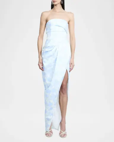 BCBGMAXAZRIA Strapless Pleated Floral-Print Gown | Thumbnail 2