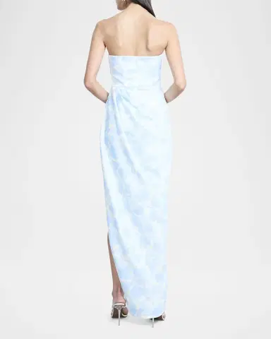 BCBGMAXAZRIA Strapless Pleated Floral-Print Gown | Thumbnail 3