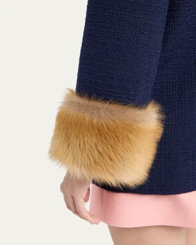 Valentino Garavani Lamb Shearling Cuffs Tweed Single-Breasted Jacket | Thumbnail 5 Valentino Garavani Lamb Shearling Cuffs Tweed Single-Breasted Jacket | Thumbnail 5