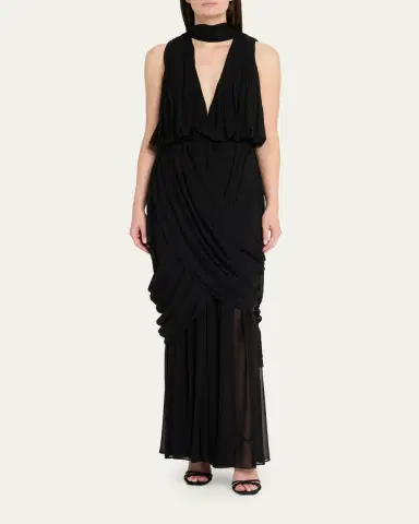 Et Ochs Arabella Plunging Draped Column Gown | Thumbnail 2