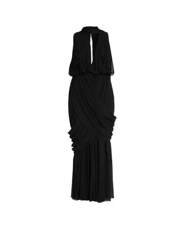 Et Ochs Arabella Plunging Draped Column Gown