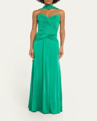 The New Arrivals by Ilkyaz Ozel Amanda Sculpted Jersey Column Gown | Thumbnail 2 The New Arrivals by Ilkyaz Ozel Amanda Sculpted Jersey Column Gown | Thumbnail 2