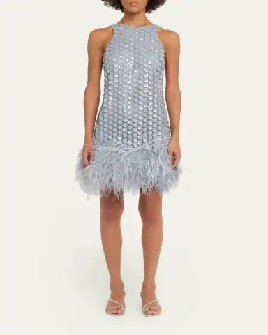 The New Arrivals by Ilkyaz Ozel Bixi Sequined Feather-Trim Minidress | Thumbnail 2 The New Arrivals by Ilkyaz Ozel Bixi Sequined Feather-Trim Minidress | Thumbnail 2