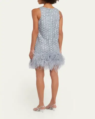 The New Arrivals by Ilkyaz Ozel Bixi Sequined Feather-Trim Minidress | Thumbnail 3 The New Arrivals by Ilkyaz Ozel Bixi Sequined Feather-Trim Minidress | Thumbnail 3