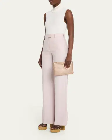 Valentino Garavani Medium Metallic Leather Flat Pouch Bag | Thumbnail 5