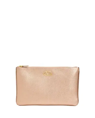Valentino Garavani Medium Metallic Leather Flat Pouch Bag | Thumbnail 1