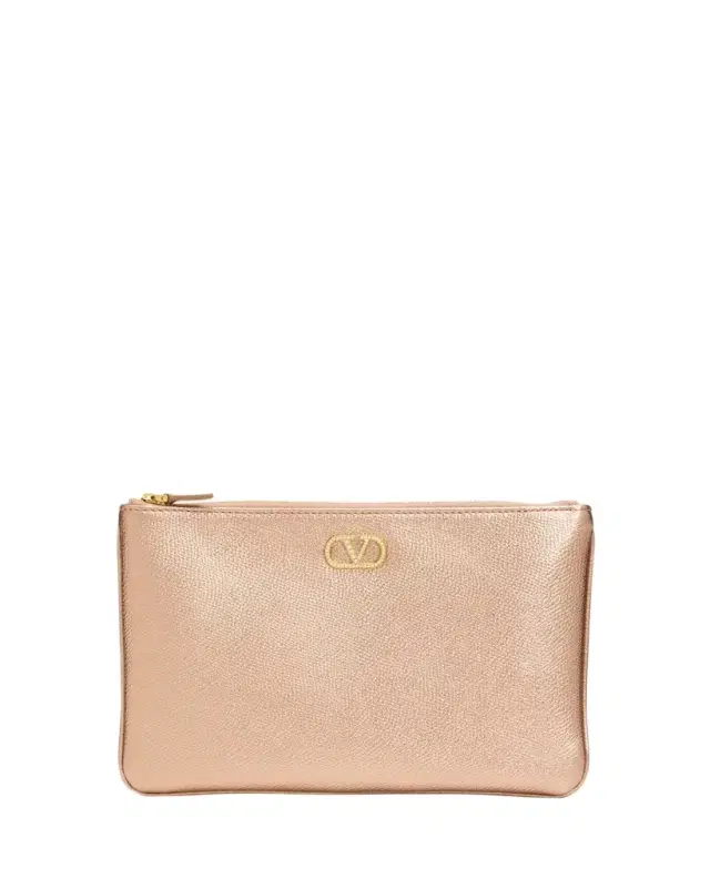 Valentino Garavani Medium Metallic Leather Flat Pouch Bag