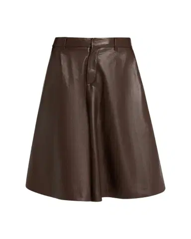 Brunello Cucinelli Pleated Leather Wide-Leg Culotte Pants | Thumbnail 1
