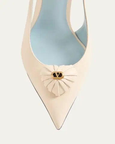 Valentino Garavani 75mm Coeur Royal Leather Slingback Pumps | Thumbnail 9