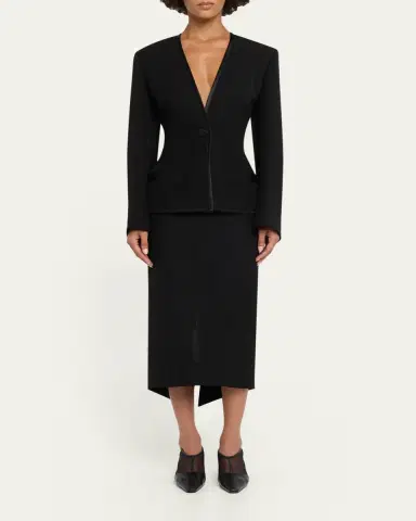 Lanvin Silk-Blend Asymmetric Slit Midi Skirt | Thumbnail 2 Lanvin Silk-Blend Asymmetric Slit Midi Skirt | Thumbnail 2