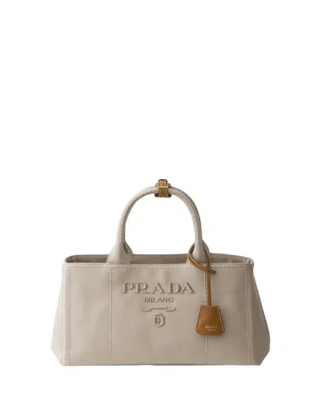 Prada Jardiniere Large Cotton Canvas Top-Handle Bag