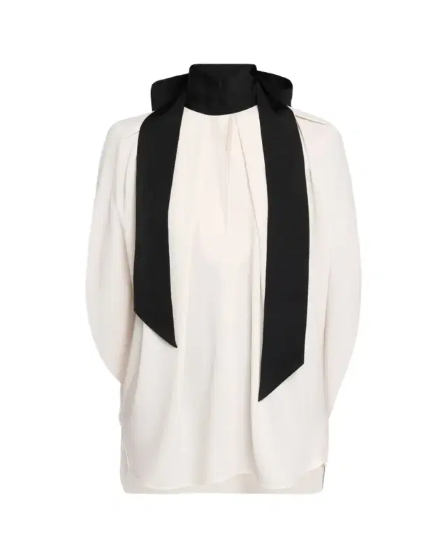 Lanvin Contrast Neck-Scarf Pleated Cape Top