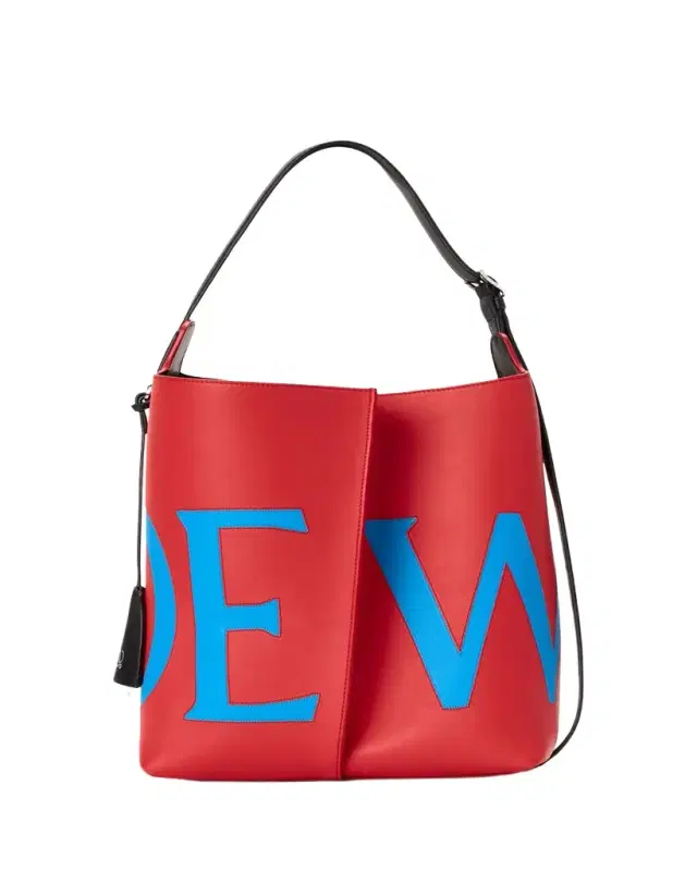 Loewe Bilbao Logo-Print Leather Trapeze Bucket Bag