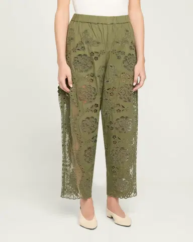 Sea Gardener Embroidered Lace-Panel Pants | Thumbnail 4 Sea Gardener Embroidered Lace-Panel Pants | Thumbnail 4