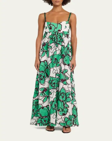 Diane von Furstenberg Miranda Sequin Floral-Print Linen Maxi Dress | Thumbnail 2