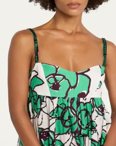 Diane von Furstenberg Miranda Sequin Floral-Print Linen Maxi Dress | Thumbnail 5