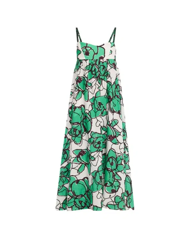 Diane von Furstenberg Miranda Sequin Floral-Print Linen Maxi Dress