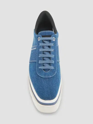 Stella McCartney Women's Sneakelyse 80MM Vintage Washed Denim Sneakers - Blue Denim - Size 10 | Thumbnail 4