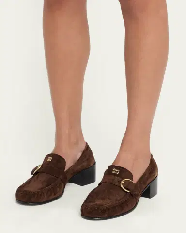 Miu Miu 45mm Suede Buckle Loafers | Thumbnail 2