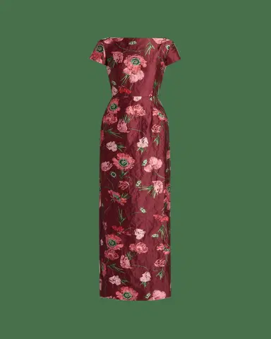 Erdem Floral Textured Satin Tailored Midi Dress | Thumbnail 2