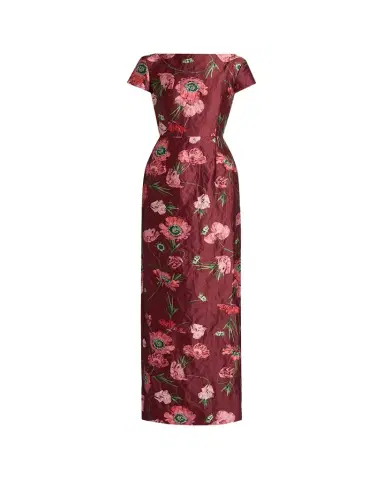 Erdem Floral Textured Satin Tailored Midi Dress | Thumbnail 1