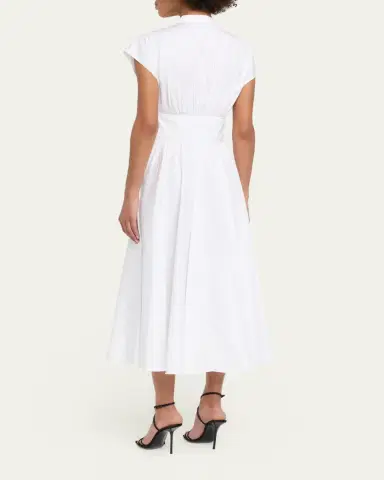 Alaïa Belted Cotton Poplin Midi Dress | Thumbnail 3