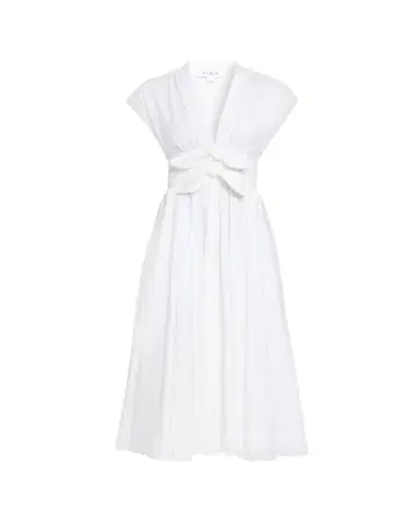 Alaïa Belted Cotton Poplin Midi Dress | Thumbnail 1