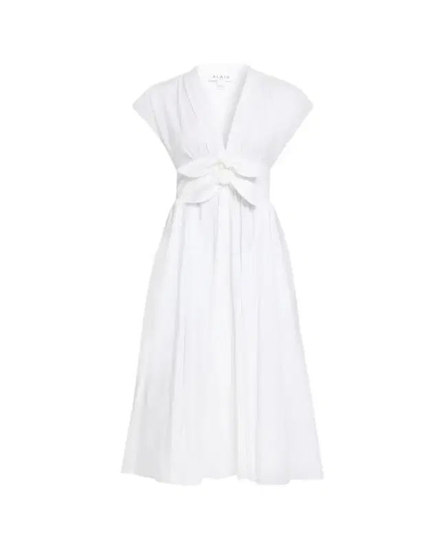ALAÏA Belted Cotton Poplin Midi Dress