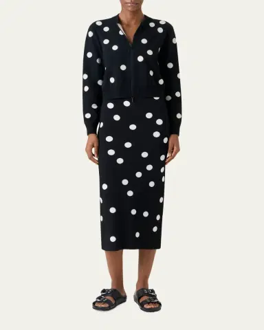 Akris punto Polka Dot Wool Zip Cardigan | Thumbnail 2 Akris punto Polka Dot Wool Zip Cardigan | Thumbnail 2