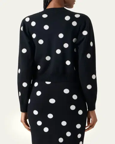 Akris punto Polka Dot Wool Zip Cardigan | Thumbnail 3 Akris punto Polka Dot Wool Zip Cardigan | Thumbnail 3
