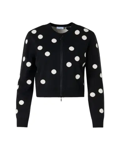 Akris punto Polka Dot Wool Zip Cardigan | Thumbnail 1 Akris punto Polka Dot Wool Zip Cardigan | Thumbnail 1