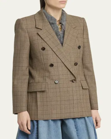 Chloé Double-Breasted Check Tailoring Jacket | Thumbnail 4