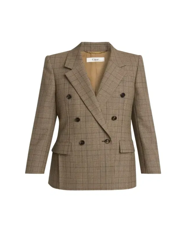 Chloe Double-Breasted Check Tailoring Jacket