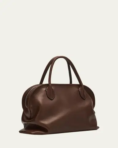 THE ROW Kew Bowling Top-Handle Bag in Saddle Leather | Thumbnail 3