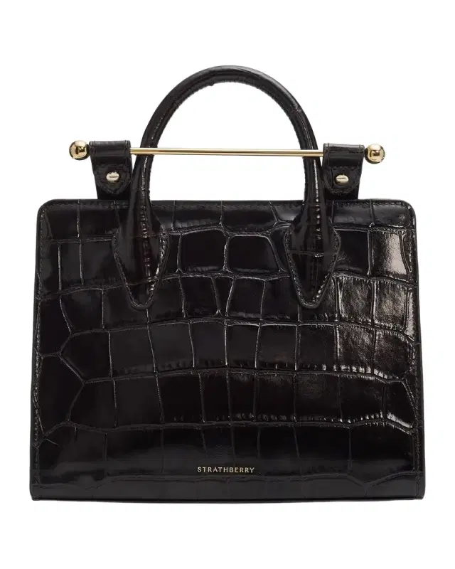 Strathberry Mini Croc-Embossed Leather Tote Bag
