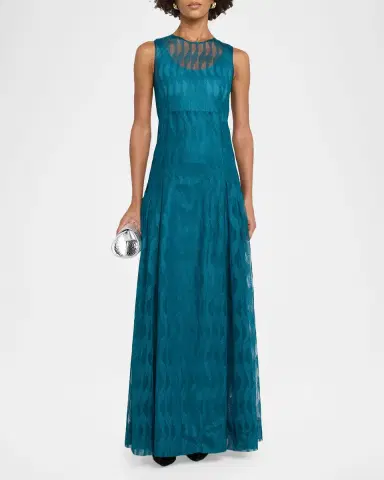 Akris High Plains Embroidered Sleeveless Tulle Gown | Thumbnail 2