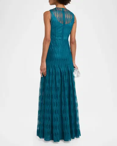 Akris High Plains Embroidered Sleeveless Tulle Gown | Thumbnail 3